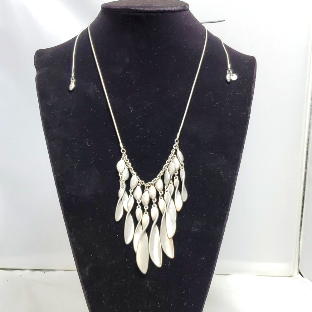 Halogen matt silver tone twisted Necklace